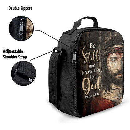 Be Still And Know That I Am God Lunch Bag, Jesus With Crown Of Thorn Lunch Bag, Christian Lunch Bag For School, Picnic, Religious Lunch Bag