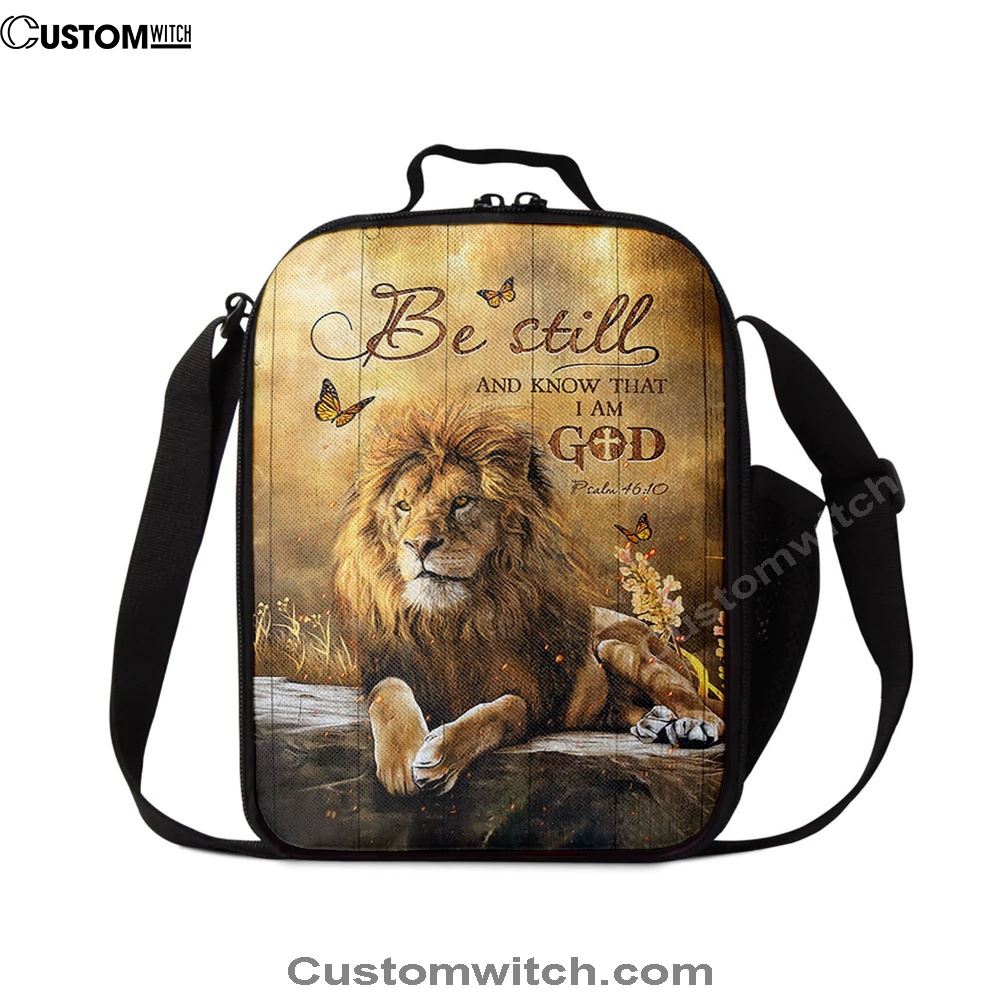 Be Still And Know That I Am God Lunch Bag, Lion Of Judah Butterfly Lunch Bag, Christian Lunch Bag For School, Picnic, Religious Lunch Bag
