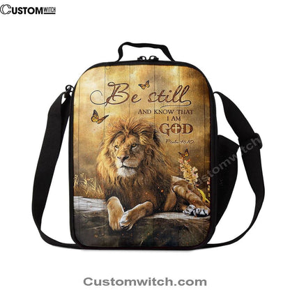 Be Still And Know That I Am God Lunch Bag, Lion Of Judah Butterfly Lunch Bag, Christian Lunch Bag For School, Picnic, Religious Lunch Bag