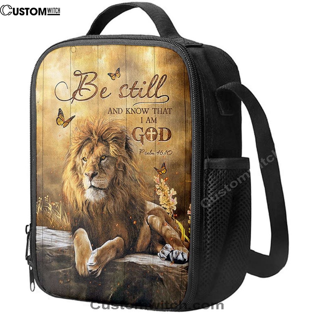 Be Still And Know That I Am God Lunch Bag, Lion Of Judah Butterfly Lunch Bag, Christian Lunch Bag For School, Picnic, Religious Lunch Bag