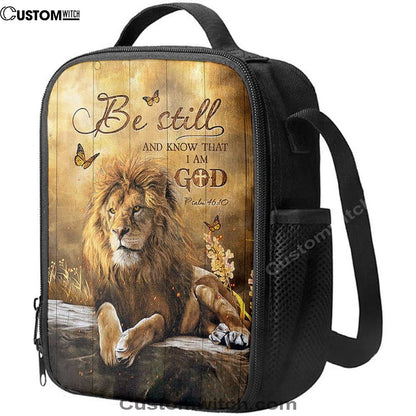 Be Still And Know That I Am God Lunch Bag, Lion Of Judah Butterfly Lunch Bag, Christian Lunch Bag For School, Picnic, Religious Lunch Bag