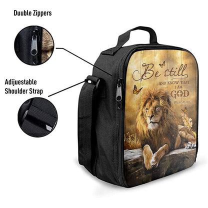 Be Still And Know That I Am God Lunch Bag, Lion Of Judah Butterfly Lunch Bag, Christian Lunch Bag For School, Picnic, Religious Lunch Bag