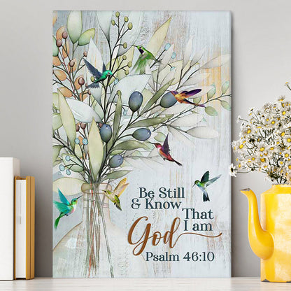 Be Still And Know That I Am God Olive Tree Hummingbird Canvas Art - Bible Verse Wall Art - Christian Inspirational Wall Decor