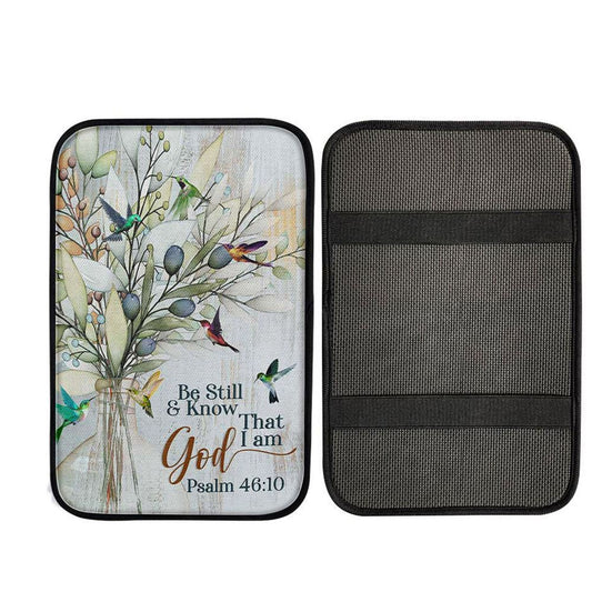 Be Still And Know That I Am God Olive Tree Hummingbird Car Center Console Cover, Christian Auto Armrest Cover