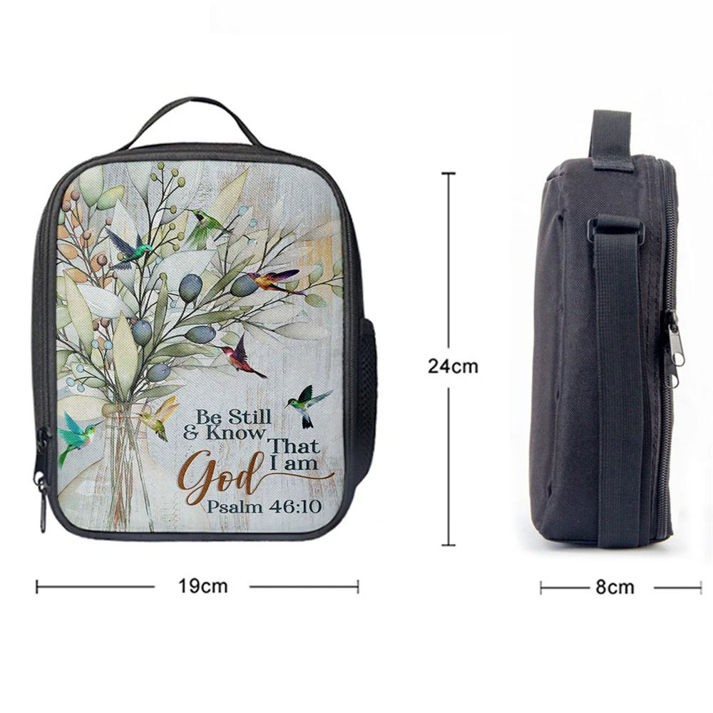 Be Still And Know That I Am God Olive Tree Hummingbird Lunch Bag, Christian Lunch Bag For School, Picnic, Religious Lunch Bag
