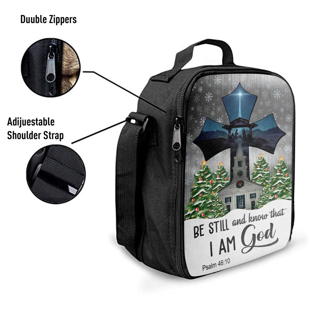 Be Still And Know That I Am God Psalm 4610 Christian Christmas Lunch Bag, Christian Lunch Bag For School, Picnic, Religious Lunch Bag