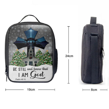 Be Still And Know That I Am God Psalm 4610 Christian Christmas Lunch Bag, Christian Lunch Bag For School, Picnic, Religious Lunch Bag