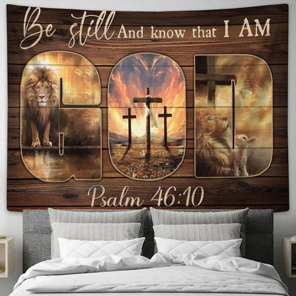 Be Still And Know That I Am God Tapestry - Lion Of Judah The Amazing Spirit Large Tapestry Art - Christian Tapestry Prints