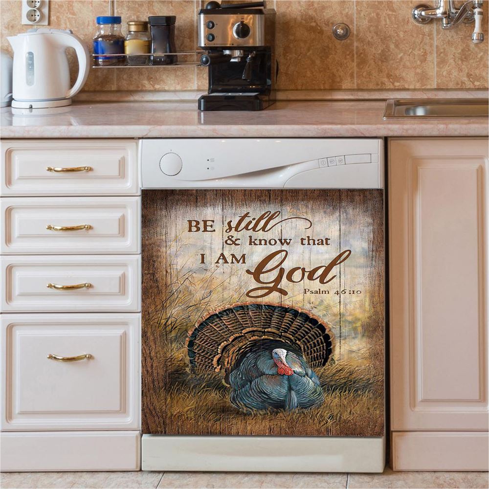 Be Still And Know That I Am God Turkey Rice Field Dishwasher Cover, Christian Dishwasher Magnet Cover, Bible Verse Kitchen Decor