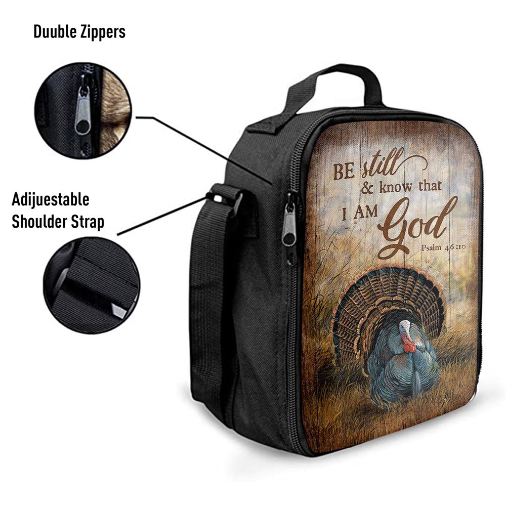 Be Still And Know That I Am God Turkey Rice Field Lunch Bag, Christian Lunch Bag For School, Picnic, Religious Lunch Bag