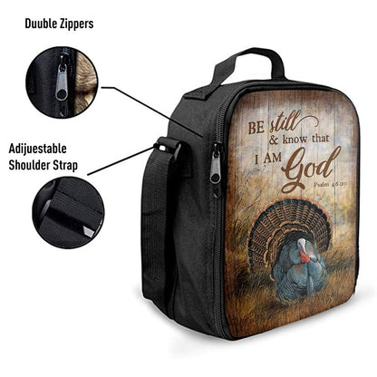 Be Still And Know That I Am God Turkey Rice Field Lunch Bag, Christian Lunch Bag For School, Picnic, Religious Lunch Bag