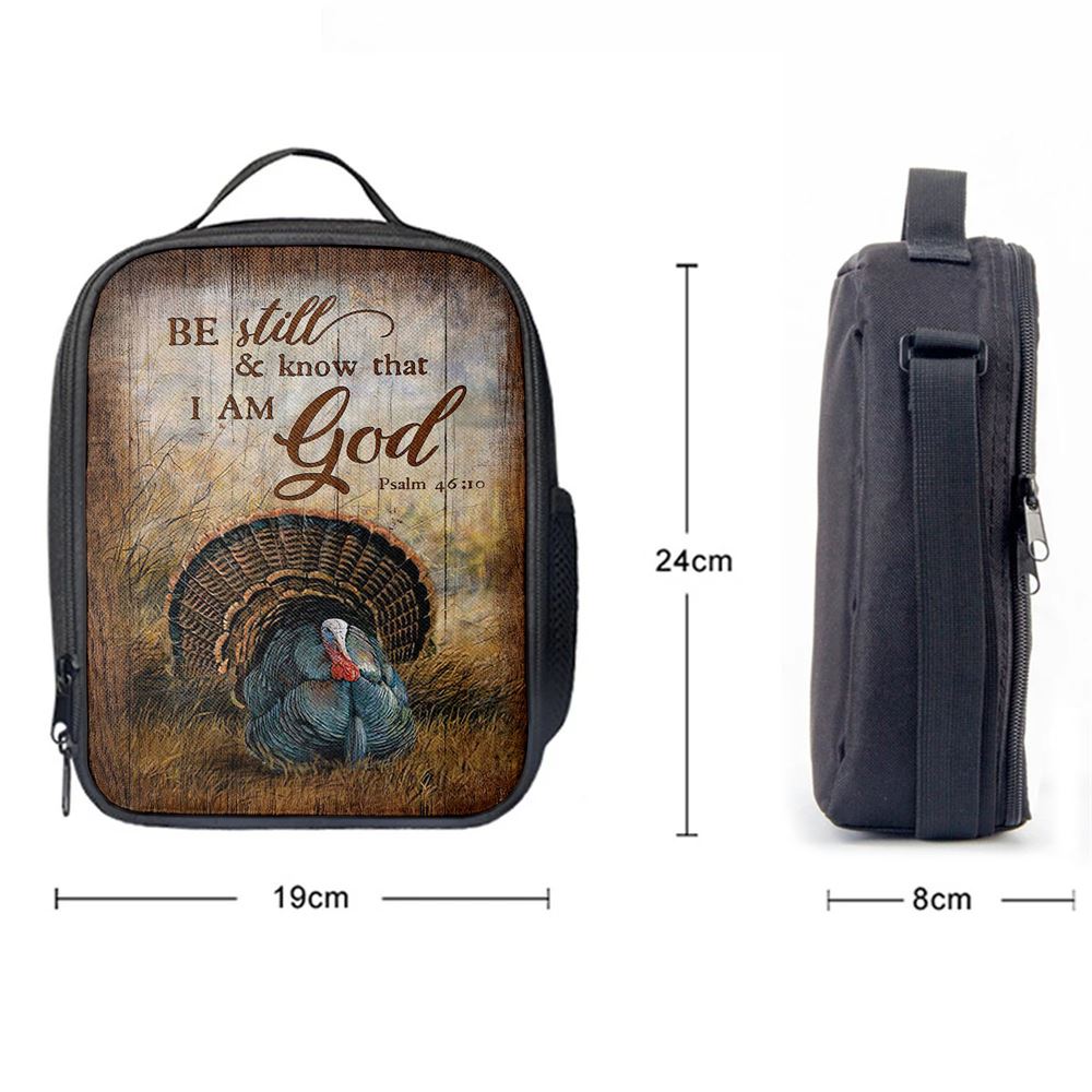Be Still And Know That I Am God Turkey Rice Field Lunch Bag, Christian Lunch Bag For School, Picnic, Religious Lunch Bag