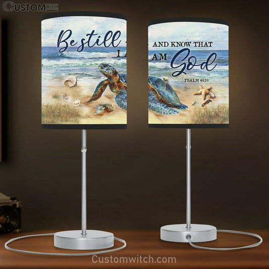 Be Still And Know That I Am God Turtle Starfish Table Lamb Prints - Religious Table Lamb Art - Christian Home Decor