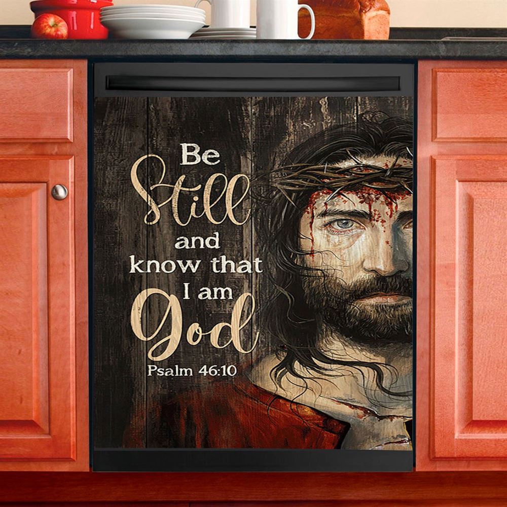 Be Still And Know That I Am God White Jasmine Pretty Cardinal Dishwasher Cover, Bible Verse Dishwasher Magnet Cover, Christian Kitchen Decor