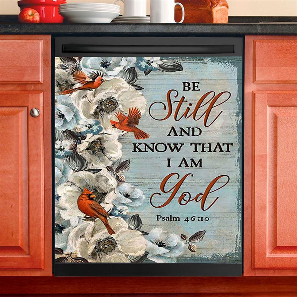 Be Still And Know That I Am God Wooden Cross Dishwasher Cover, Bible Verse Dishwasher Magnet Cover, Scripture Kitchen Decor