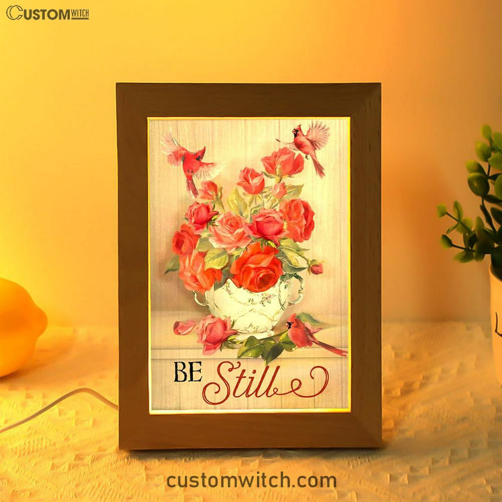 Be Still Cardinals Flowers Christian Night Light - Bible Verse Decor - Scripture Art