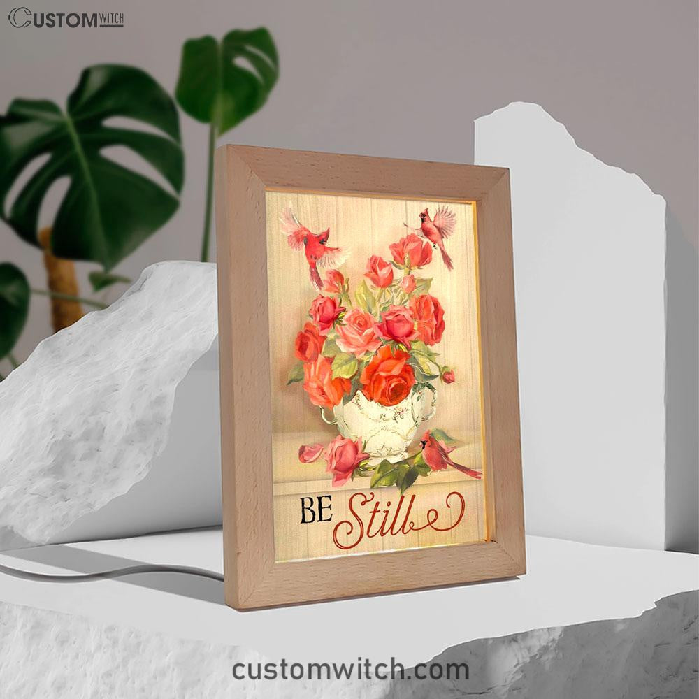 Be Still Cardinals Flowers Christian Night Light - Bible Verse Decor - Scripture Art