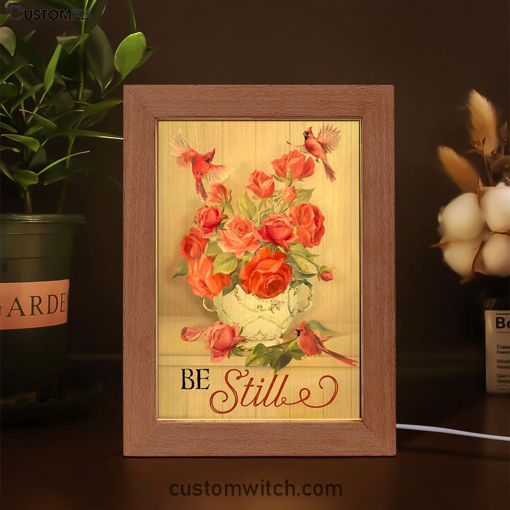 Be Still Cardinals Flowers Christian Night Light - Bible Verse Decor - Scripture Art