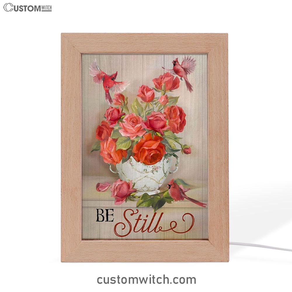Be Still Cardinals Flowers Christian Night Light - Bible Verse Decor - Scripture Art