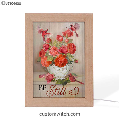 Be Still Cardinals Flowers Christian Night Light - Bible Verse Decor - Scripture Art