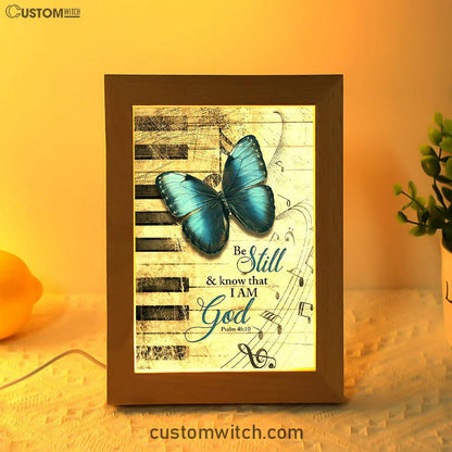 Be Still I Am God Blue Butterfly Piano Keys Frame Lamp Art - Bible Verse Wooden Lamp - Inspirational Art - Christian Home Decor
