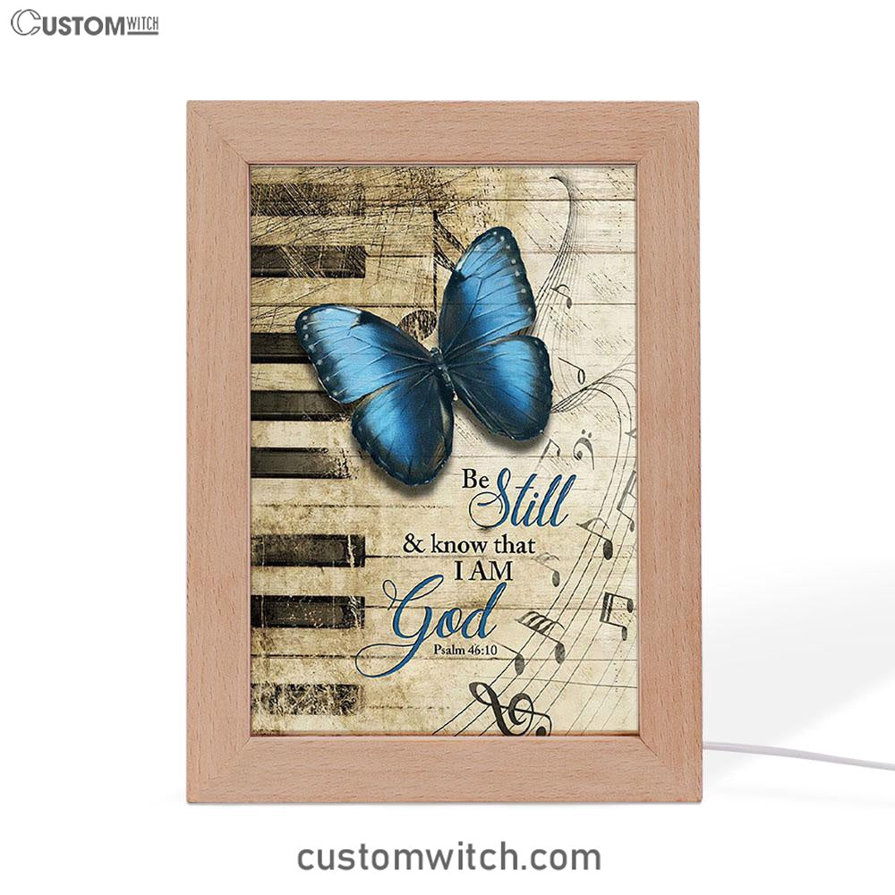 Be Still I Am God Blue Butterfly Piano Keys Frame Lamp Art - Bible Verse Wooden Lamp - Inspirational Art - Christian Home Decor