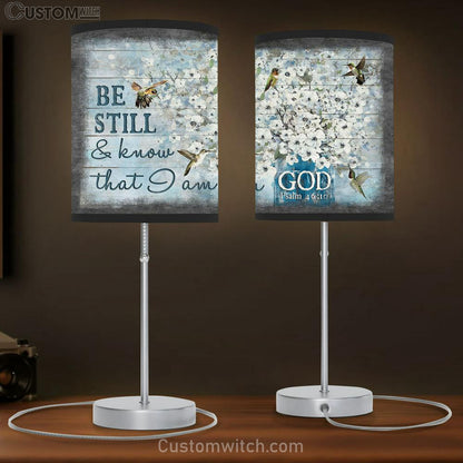 Be Still & Know That I Am God Hummingbird White Flowers Table Lamb Gift - Bible Verse Table Lamb - Religious Bedroom Decor