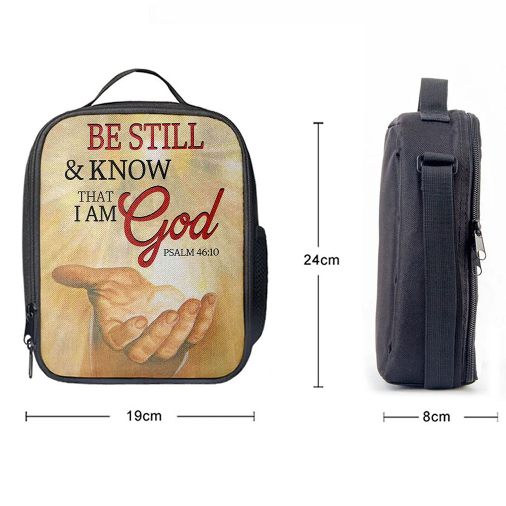 Be Still Psalm 4610 Christian Lunch Bag, Christian Lunch Bag For School, Picnic, Religious Lunch Bag