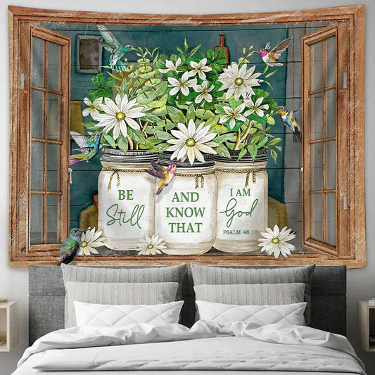 Be Still and Know That I Am God Tapestry Wall Art - Psalm 46 10 - Christian Wall Tapestry - Scripture Tapestry Prints