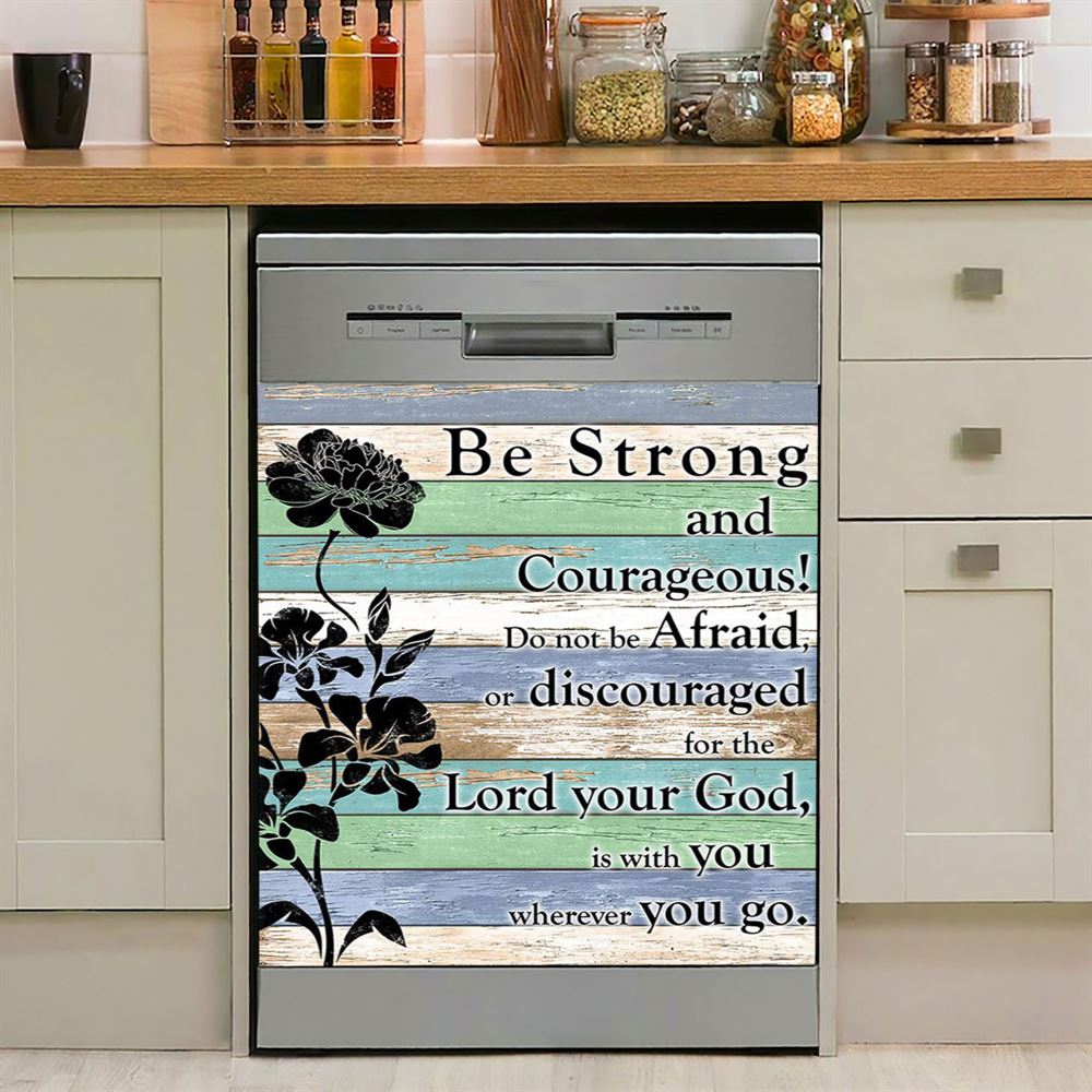 Be Strong And Courageous Dishwasher Cover, Bible Verse Dishwasher Magnet Cover, Church Decorations