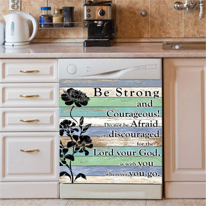 Be Strong And Courageous Dishwasher Cover, Bible Verse Dishwasher Magnet Cover, Church Decorations