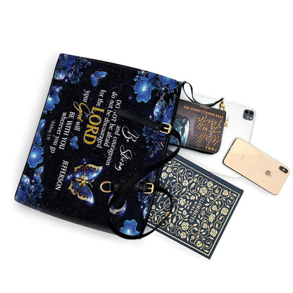 Be Strong And Courageous Personalized Leather Tote Bag, Christian Pu Leather Bags For Women