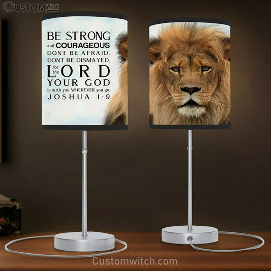 Be Strong And Courageous The Lion Lamb Cross Table Lamb Art - Lion Table Lamb Wall Decor