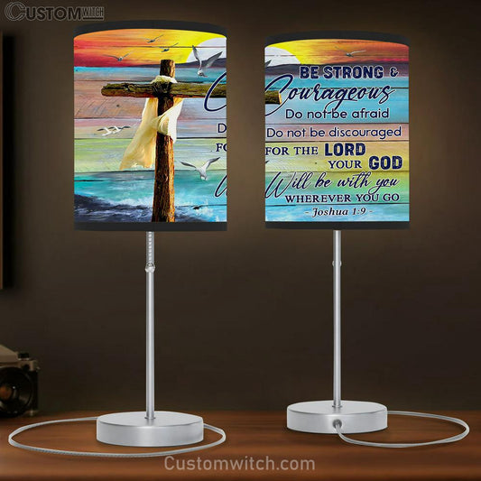 Be Strong & Courageous Joshua 1 9 Table Lamb Gift - Christian Wall Table Lamb - Scripture Table Lamb Prints
