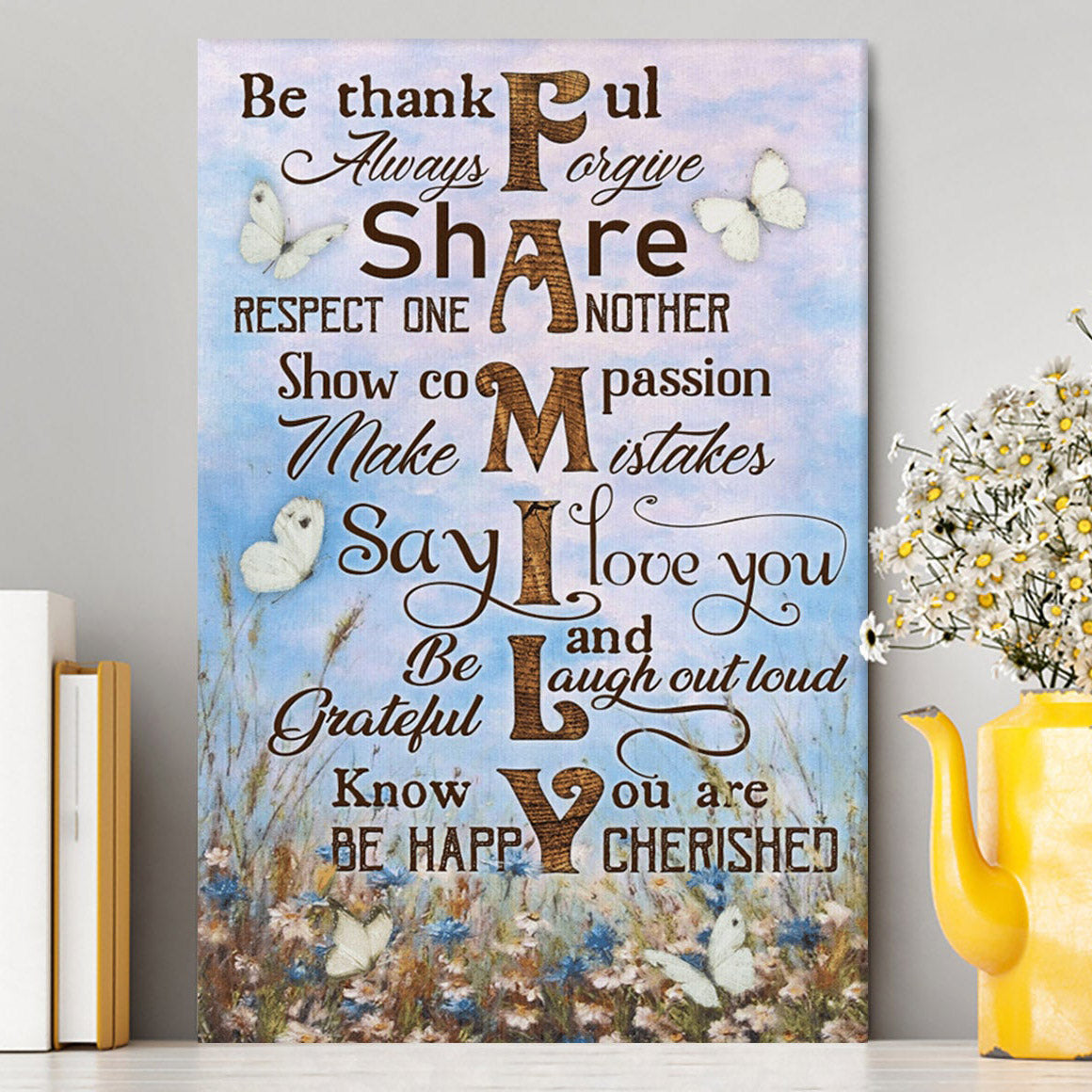 Be Thankful Always Forgive Share Respect One Another Show Compassion Make Mistakes Know You Are Cherished Christian Wall Art Decor