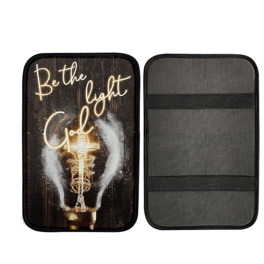 Be The Light God Light Bulb Jesus Car Center Console Cover, Christian Car Armrest Cover