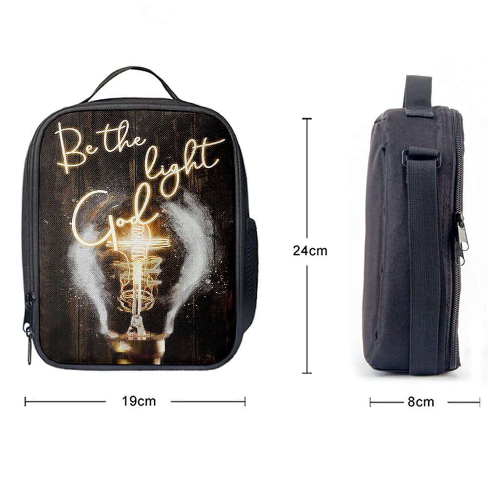 Be The Light God Light Bulb Jesus Lunch Bag, Christian Lunch Bag For School, Picnic, Religious Lunch Bag