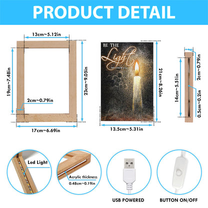 Be The Light Jesus Candle Frame Lamp Art - Christian Art Decor - Religious Gifts Night Light