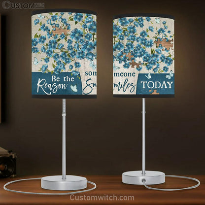 Be The Reason Someone Smiles Today Blue Flower Large Table Lamb Art - Christian Lamb Gift Home Decor - Religious Table Lamb Prints