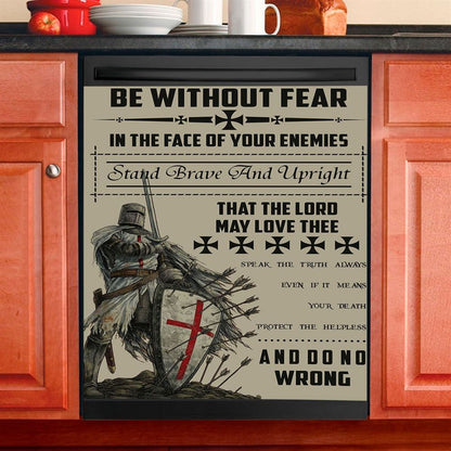 Be Without Fear Warrior Dishwasher Cover, Christian Dishwasher Magnet Cover, Religious Kitchen Decor