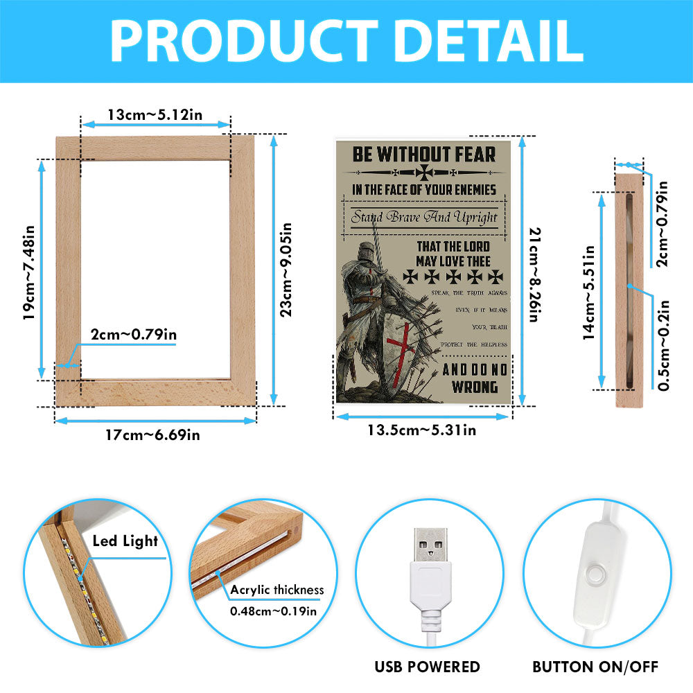 Be Without Fear Warrior Frame Lamp Art - Christian Frame Lamp - Religious Gifts Night Light