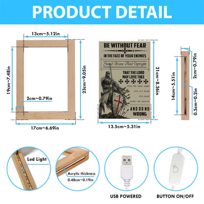 Be Without Fear Warrior Frame Lamp Art - Christian Frame Lamp - Religious Gifts Night Light