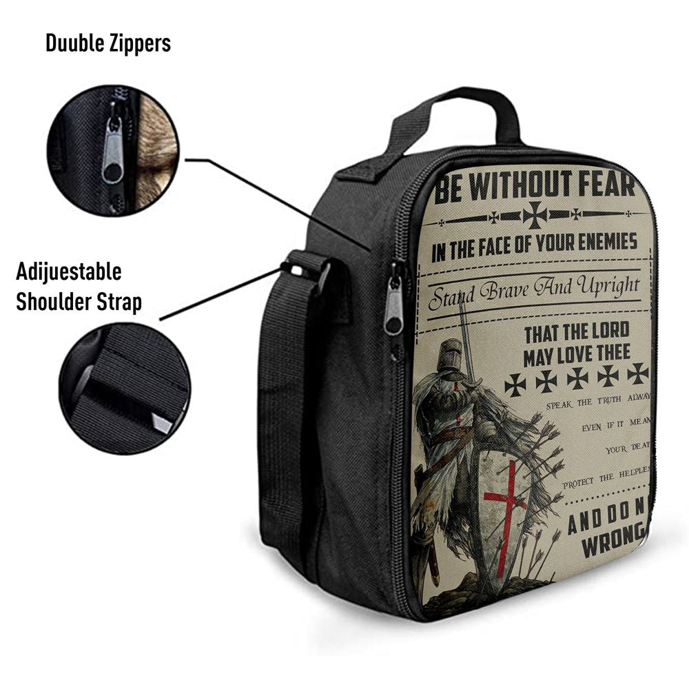 Be Without Fear Warrior Lunch Bag, Christian Lunch Bag For School, Picnic, Religious Lunch Bag