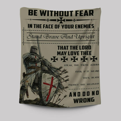 Be Without Fear Warrior Tapestry Wall Art - Christian Wall Tapestry - Religious Tapestries Wall Hanging Prints