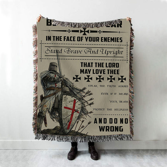 Be Without Fear Warrior Woven Throw Blanket - Christian Wall Woven Blanket - Religious Woven Blanket Prints