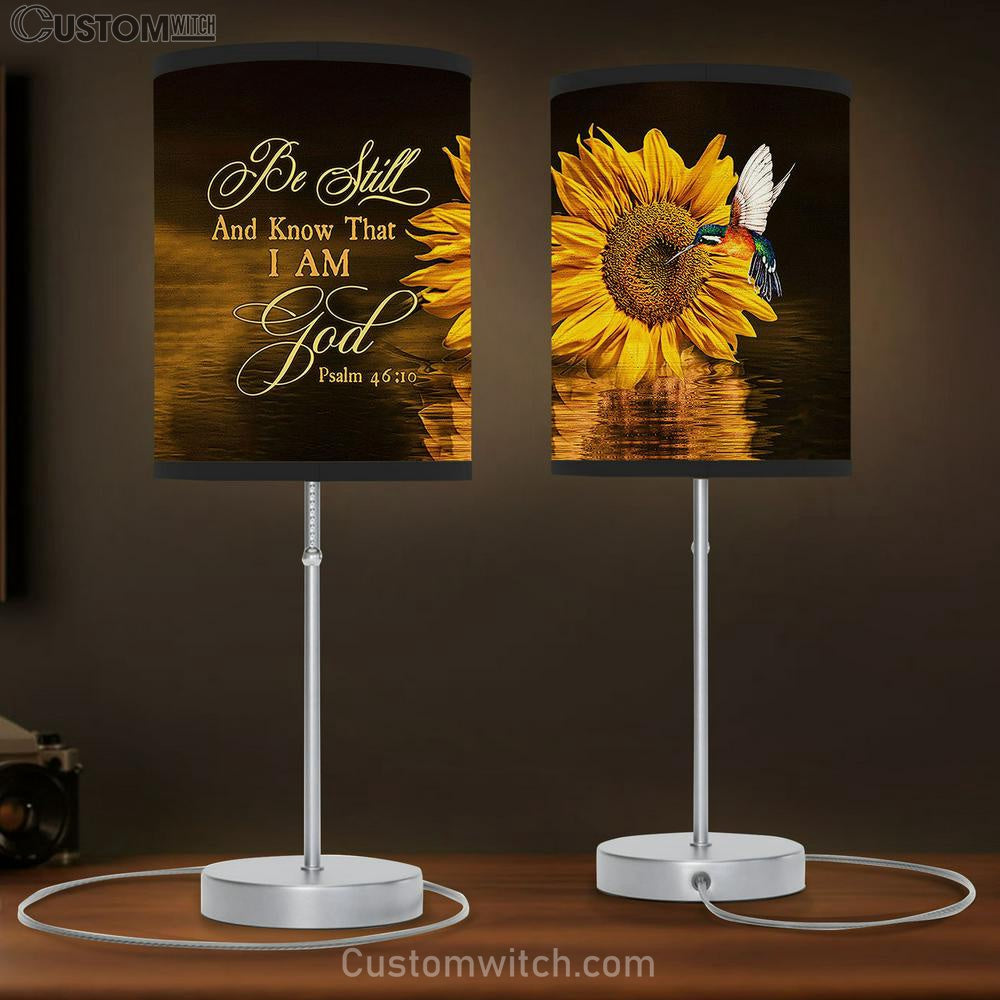Be still and know that I am God Brilliant sunflower hummingbird Table Lamb Gift - Bible Verse Table Lamb - Religious Bedroom Decor