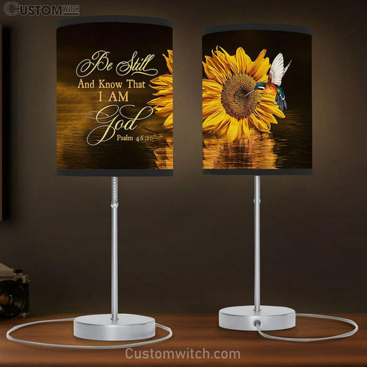 Be still and know that I am God Brilliant sunflower hummingbird Table Lamb Gift - Bible Verse Table Lamb - Religious Bedroom Decor