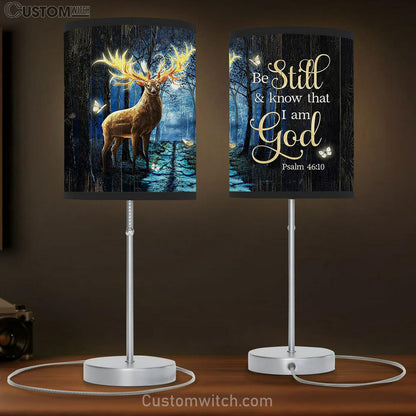 Be still and know that I am God Deer Table Lamb Gift - Bible Verse Table Lamb - Religious Bedroom Decor