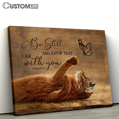 Be still and know that I am with you Brown cat Canvas Wall Art - Bible Verse Canvas - Religious Prints