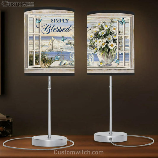 Beach Daisy Vase Simply Blessed Table Lamb Gift - Bible Verse Table Lamb - Religious Bedroom Decor